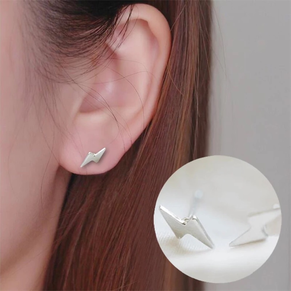 🎉 New Stainless Steel Lightning Bolt Stud Earrings